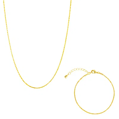 Mejoma Women's Italian Style Gold Snake Chain Necklace & Bracelet Set