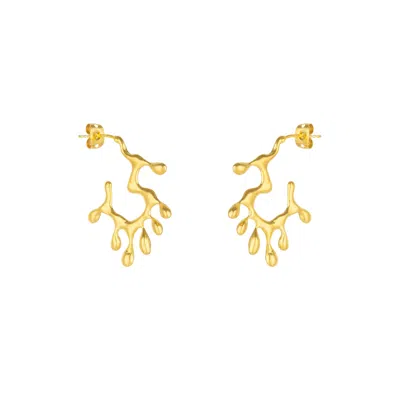 Mejoma Women's Melting And Dripping Irregular Gold Hoop Earrings