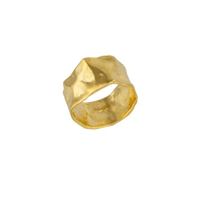 Mejoma Women's Molten Gold Fluid Wave Ring