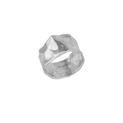 Mejoma Women's Molten Silver Fluid Wave Ring