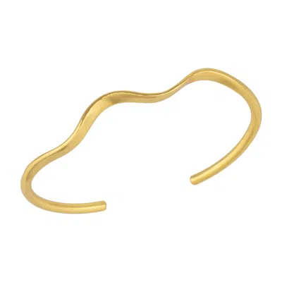 Mejoma Women's Molten Wavy Cuff Bangle Gold Bracelet