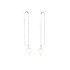 Mejoma Women's Pearl Drop Threader Silver Chain Earring
