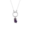 Mejoma Women's Raw Amethyst Gemstone Pendant Chain Link Silver Necklace