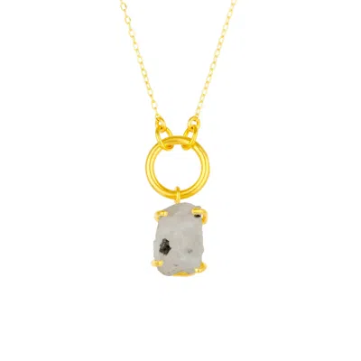 Mejoma Women's Raw Moonstone Gemstone Pendant Chain Link Gold Necklace