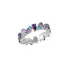 Mejoma Women's Silver / Red Textured Amethyst Color Floral Silver Ring In Multi