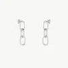 Mejoma Women's Silver Textured Chain Link Drop Earrings