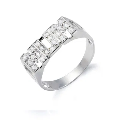 Mejoma Women's Sterling Silver Pave Mum Signet Ring