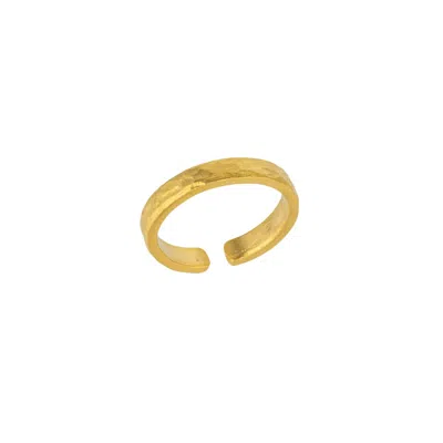 Mejoma Women's Textured Brilliance Hammered Gold Band Ring