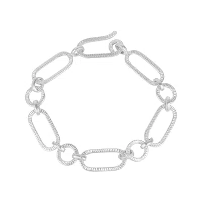 Mejoma Women's Textured Silver Ancient Bracelet