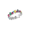 Mejoma Women's Textured Vibrant Color Floral Silver Ring In Silver