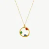 Mejoma Women's Tri-gem Harmony Gold Necklace