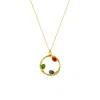 Mejoma Women's Tri-gem Harmony Gold Pendant Necklace In Gold