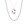 Mejoma Women's Tri-gem Harmony Silver Pendant & Large Cuban Chain Necklace Layering Gift Set In Silver