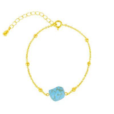 Mejoma Women's Turquoise Beaded Chain Gold Bracelet