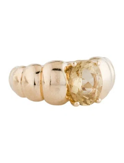 Pre-owned Mejuri 14k 2.14ct Citrine Puffy Charlotte Cocktail Ring In Multi