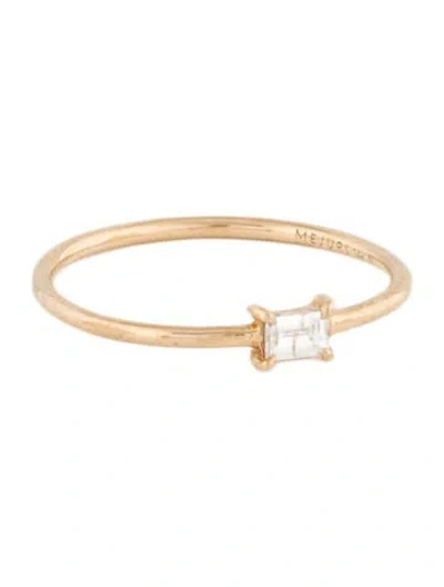 Pre-owned Mejuri 14k Diamond Baguette Stacker Ring In Multi