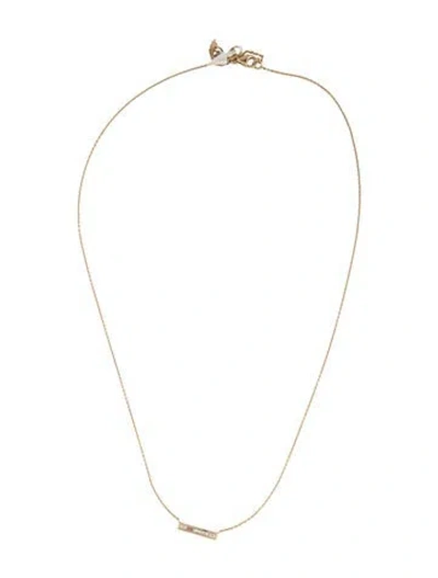 Pre-owned Mejuri 14k Diamond Bar Pendant Necklace, 18" In Multicolor