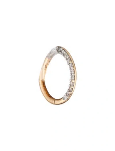 Pre-owned Mejuri 14k Diamond Cartilage Mini Single Hoop Earring In Multicolor