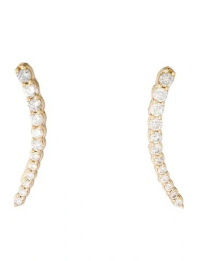 Pre-owned Mejuri 14k Diamond Climber Earrings In Multicolor