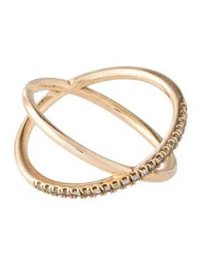 Pre-owned Mejuri 14k Diamond Crossover Ring In Multicolor