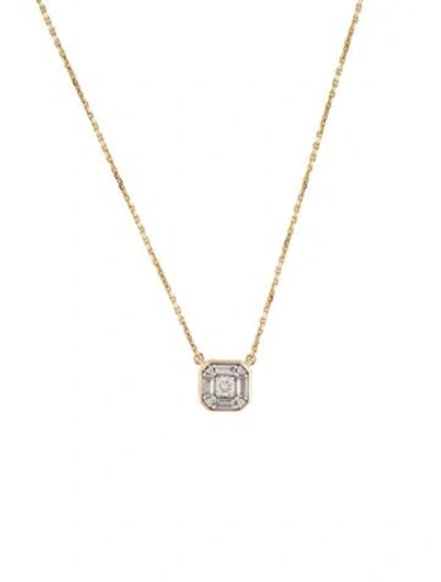 Pre-owned Mejuri 14k Diamond Cushion Mosaic Pendant Necklace, 18" In Multicolor