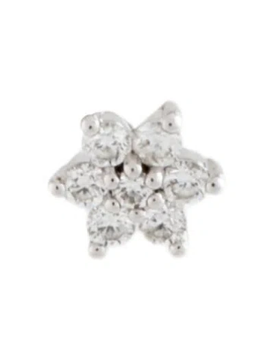 Pre-owned Mejuri 14k Diamond Flower Single Stud Earring In Multicolor