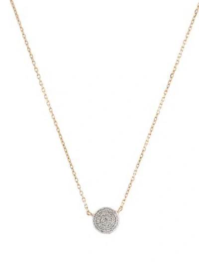 Pre-owned Mejuri 14k Diamond Large Round Pendant Necklace, 18" In Multi