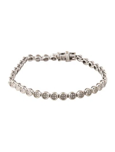 Pre-owned Mejuri 14k Diamond Micro Pave Riviera Tennis Link Bracelet, 5.75" In Multicolor