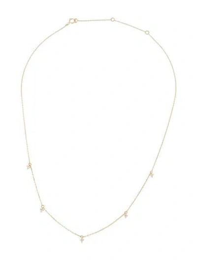 Pre-owned Mejuri 14k Diamond Multi Station Necklace, 16"
