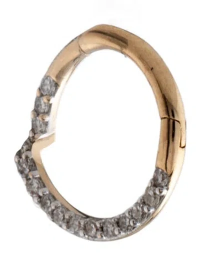 Pre-owned Mejuri 14k Diamond Pavé Cartilage Single Mini Hoop Earrings In Multi