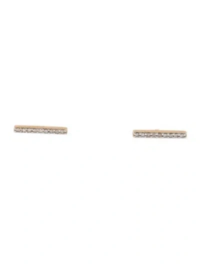 Pre-owned Mejuri 14k Diamond Pavé Long Bar Stud Earrings In Multicolor
