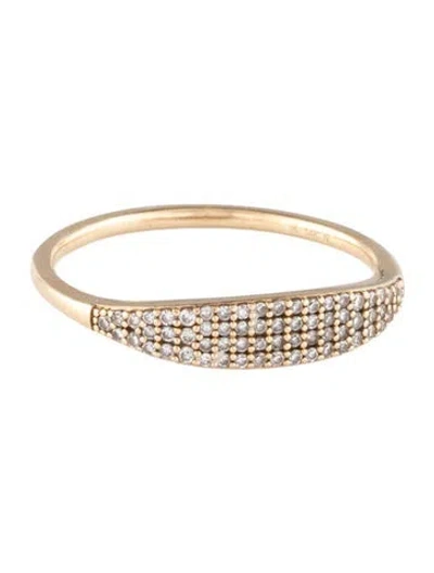 Pre-owned Mejuri 14k Diamond Pave Slim Signet Ring In Multi