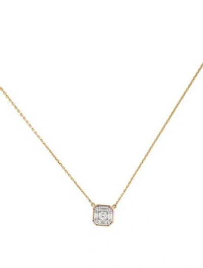 Pre-owned Mejuri 14k Diamond Pendant Necklace, 18" In Multi