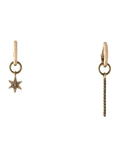 Pre-owned Mejuri 14k Diamond Star And Bar Drop Earrings In Multi