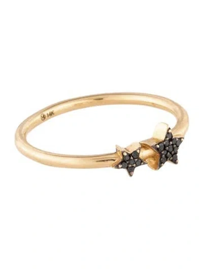 Pre-owned Mejuri 14k Diamond Star Signet Ring In Multicolor