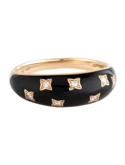 Pre-owned Mejuri 14k Diamond Toronto Dome Ring In Black