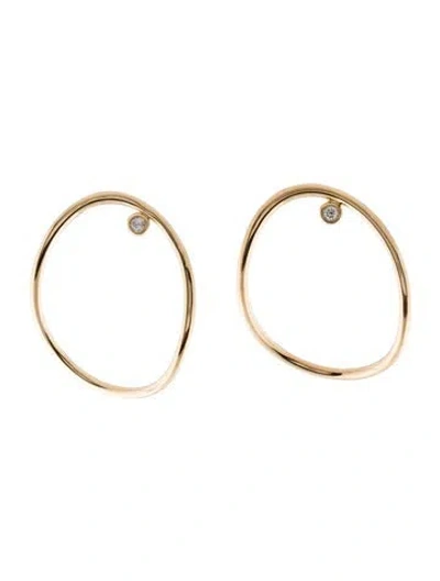 Pre-owned Mejuri 14k Diamond Wavy Circle Drop Earrings In Multi