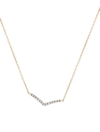 Pre-owned Mejuri 14k Diamond Wishbone Pendant Necklace, 18" In Multi