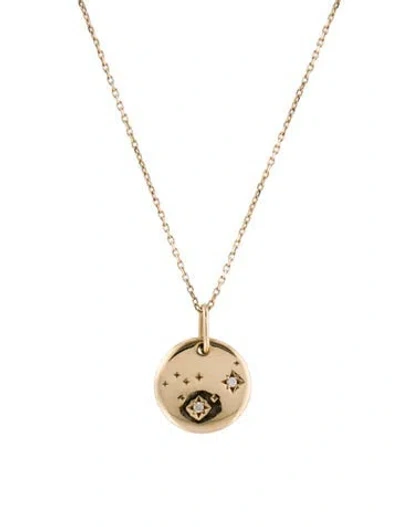 Pre-owned Mejuri 14k Diamond Zodiac Pendant Necklace, 18" In Multi