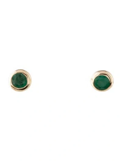 Pre-owned Mejuri 14k Emerald Stud Earrings In Multi
