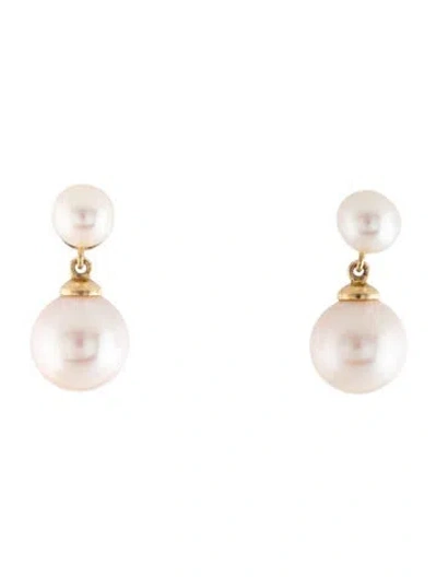 Pre-owned Mejuri 14k Essential Pearl Drop Earrings In Multicolor