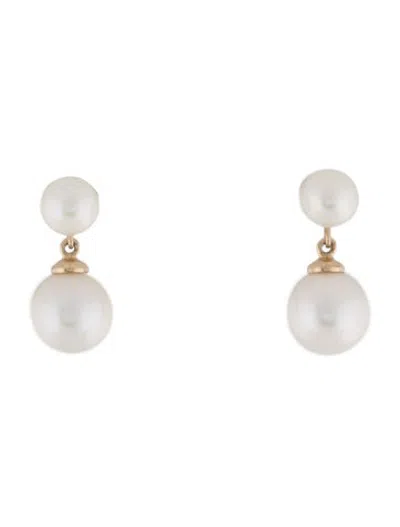 Pre-owned Mejuri 14k Essential Pearl Earrings In Multicolor