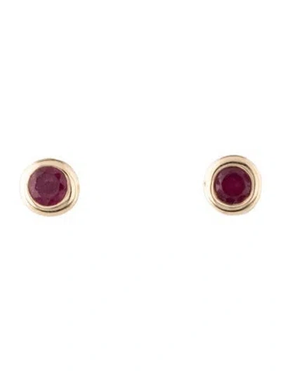 Pre-owned Mejuri 14k Glass-filled Ruby Stud Earrings In Multi