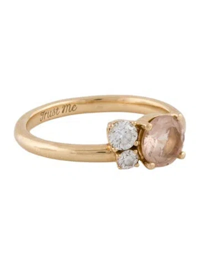 Pre-owned Mejuri 14k Morganite & Diamond Ring In Multi