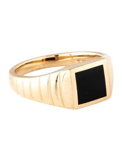 Pre-owned Mejuri 14k Onyx Square Signet Ring In Multicolor