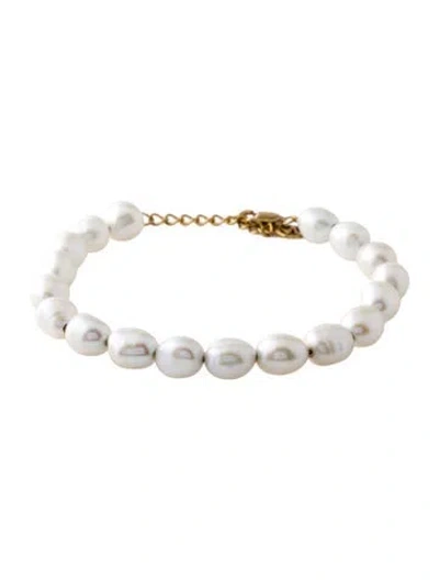 Pre-owned Mejuri 14k Pearl Bead Bracelet, 6.5" In Multi
