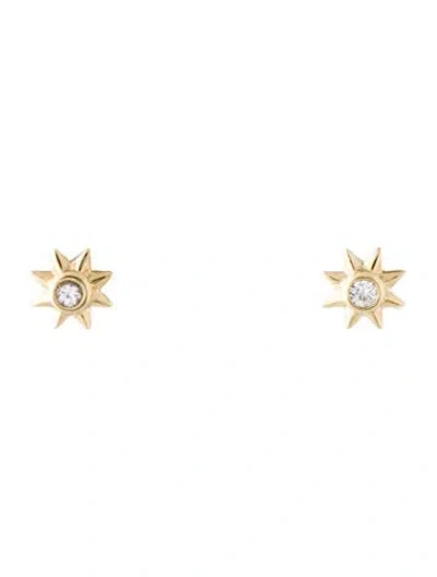 Pre-owned Mejuri 14k Sapphire Sun Stud Earrings In Multi