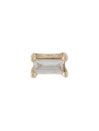 Pre-owned Mejuri 14k Single Mini Baguette Diamond Stud Earring In Multi