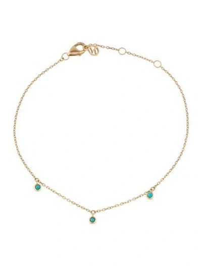 Pre-owned Mejuri 14k Turquoise Station Bracelet, 7" In Multicolor