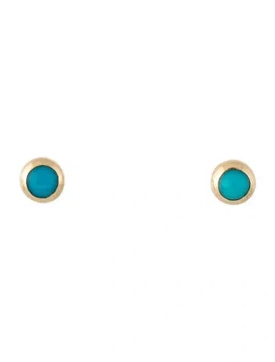 Pre-owned Mejuri 14k Turquoise Stud Earrings In Multicolor